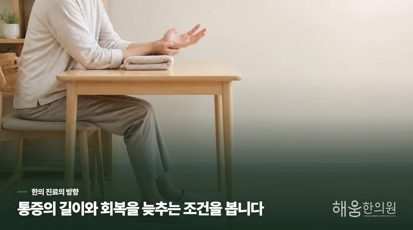 한의 진료는 통증의 경로와 잠·소화를 함께 묻습니다