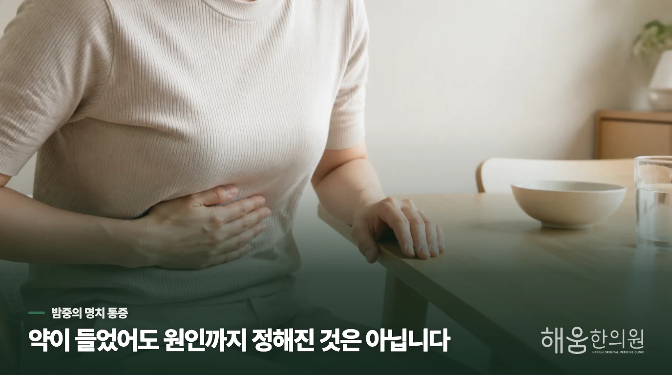 약을 먹고 가라앉은 밤의 명치 통증