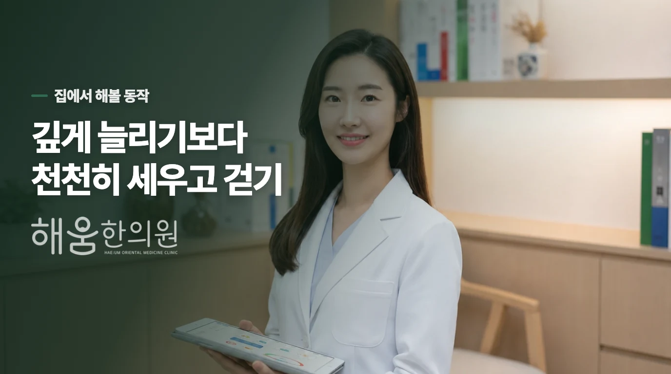 허리를 꺾는 스트레칭보다 몸을 세우는 순서가 편합니다